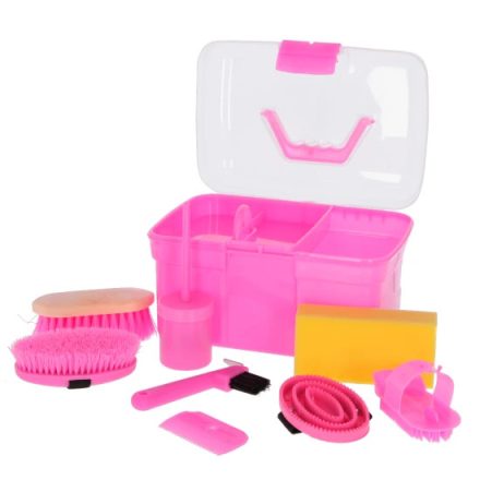 KERBL Lóápoló szett dobozban gyerekeknek, rózsaszín